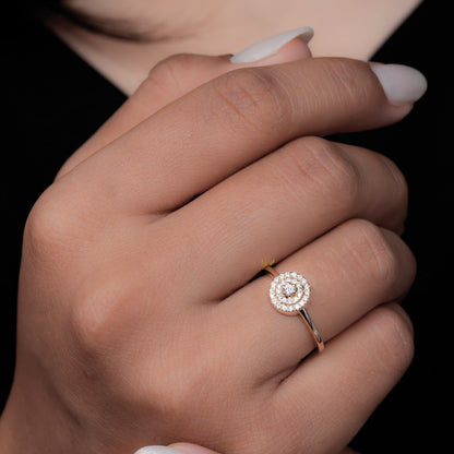 14K Gold Lab Diamond Double Halo Sparkle Ring