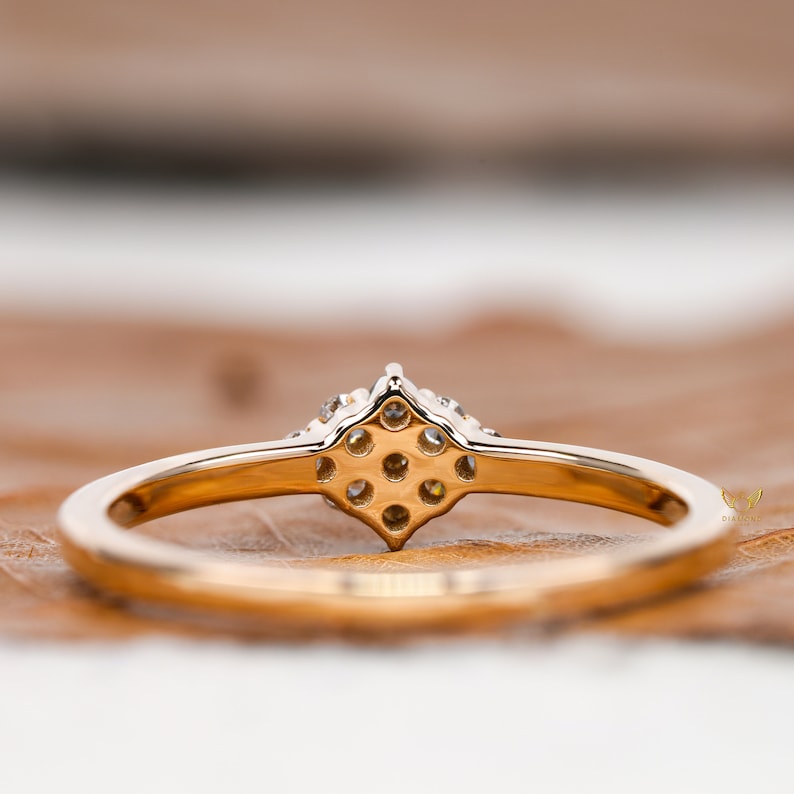 Lab Diamond Cluster Ring 14K Gold Minimalist Dainty Ring