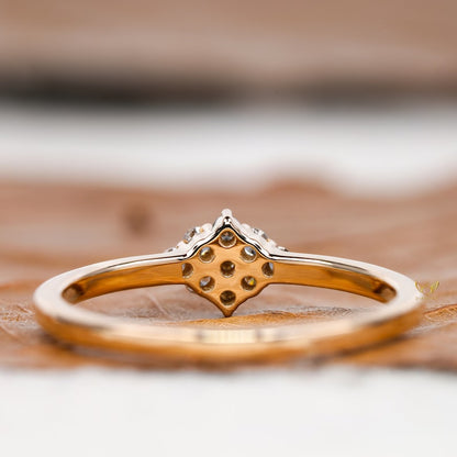 Lab Diamond Cluster Ring 14K Gold Minimalist Dainty Ring