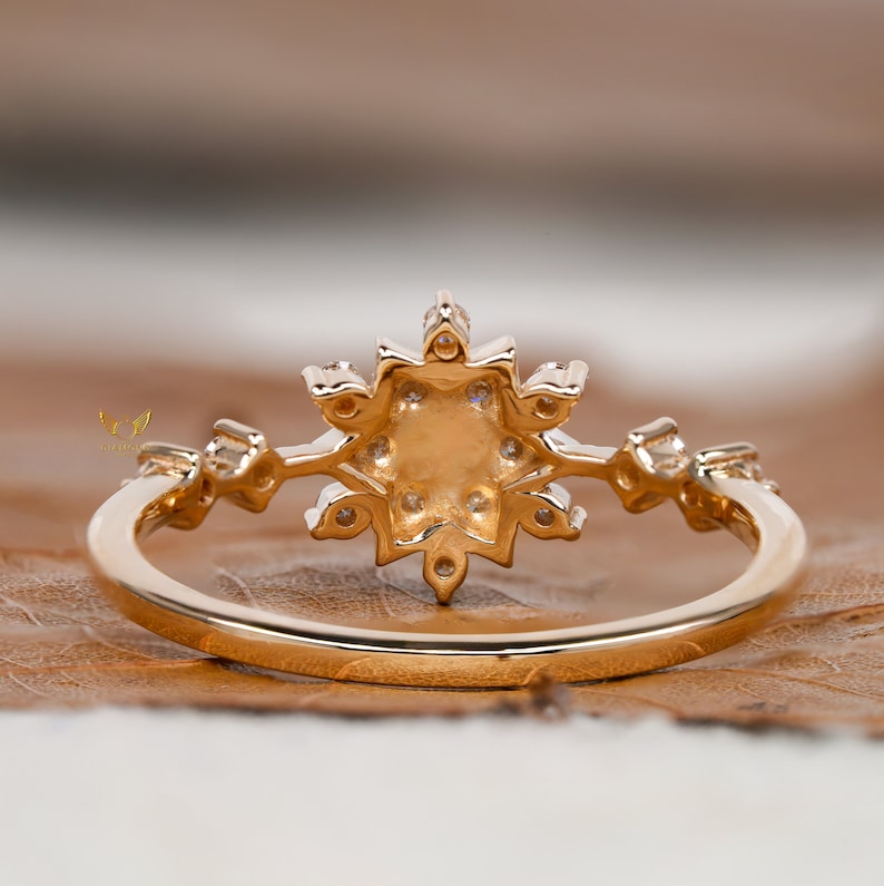Lab Diamond Snowflake Ring 14K Gold, Minimal Cluster Ring