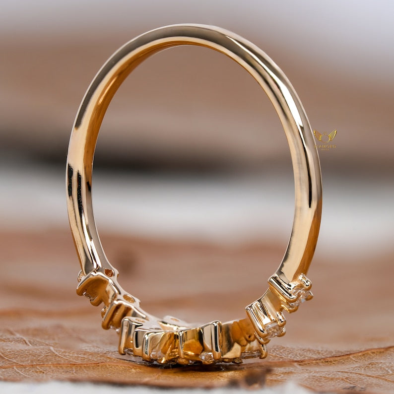 Lab Diamond Snowflake Ring 14K Gold, Minimal Cluster Ring