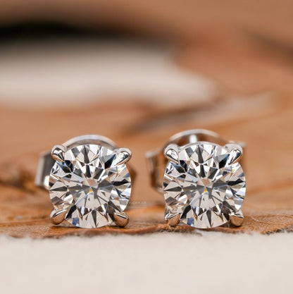 1.00 TCW Round Cut Lab Created Diamond Stud Earrings