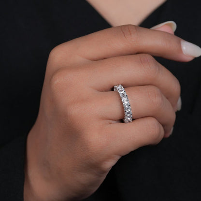 Emerald Cut Lab Diamond Eternity Band – Stackable Wedding Ring