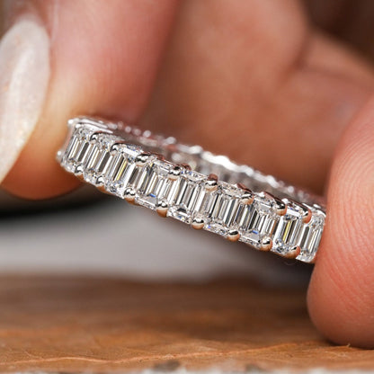 Emerald Cut Lab Diamond Eternity Band – Stackable Wedding Ring