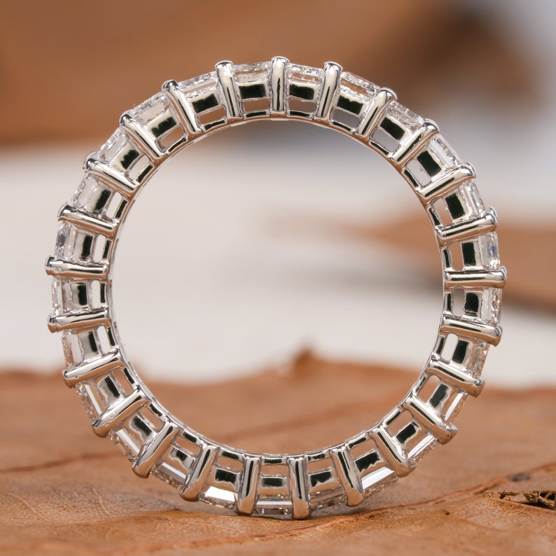 Emerald Cut Lab Grown Diamond Full Eternity Band,0.15CT each CVD Diamond Band,Bridal Matching Band,Stackable Band,Anniversary Gift for Wife