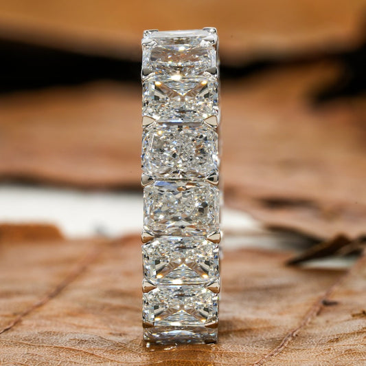 0.45 CT Each Radiant Cut Lab Created Diamond Wedding Band Full Eternity Band Diamond Band For Anniversary Gift Stackable Band For Bride