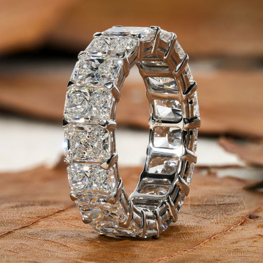 0.45 CT Each Radiant Cut Lab Created Diamond Wedding Band Full Eternity Band Diamond Band For Anniversary Gift Stackable Band For Bride
