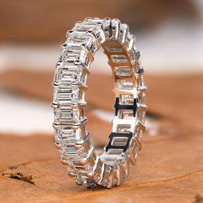 Emerald Cut Lab Diamond Eternity Band – Stackable Wedding Ring