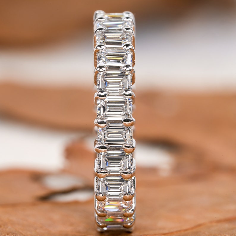 Emerald Cut Lab Grown Diamond Full Eternity Band,0.15CT each CVD Diamond Band,Bridal Matching Band,Stackable Band,Anniversary Gift for Wife