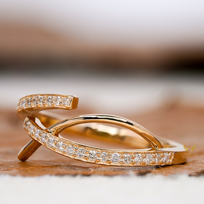 Lab Grown Diamond Crossover Pave Engagement Ring