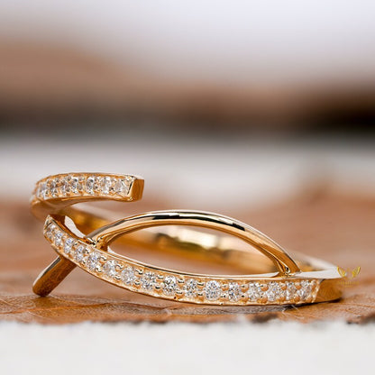 Lab Grown Diamond Crossover Pave Engagement Ring