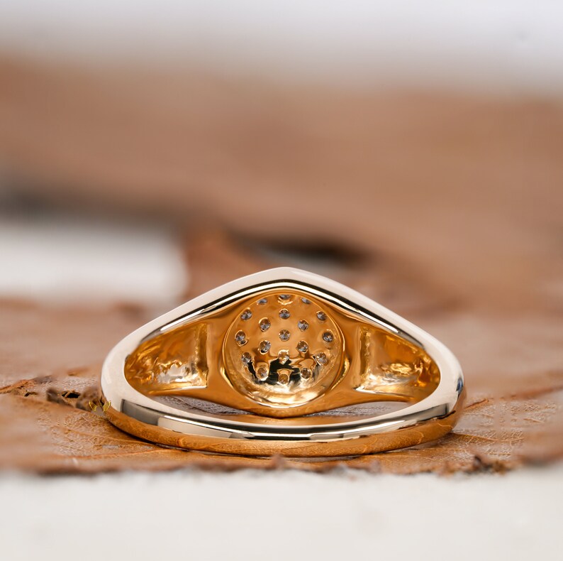 Lab Diamond Pave Signet Pinky Ring for Women