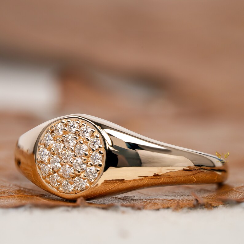 Lab Diamond Pave Signet Pinky Ring for Women