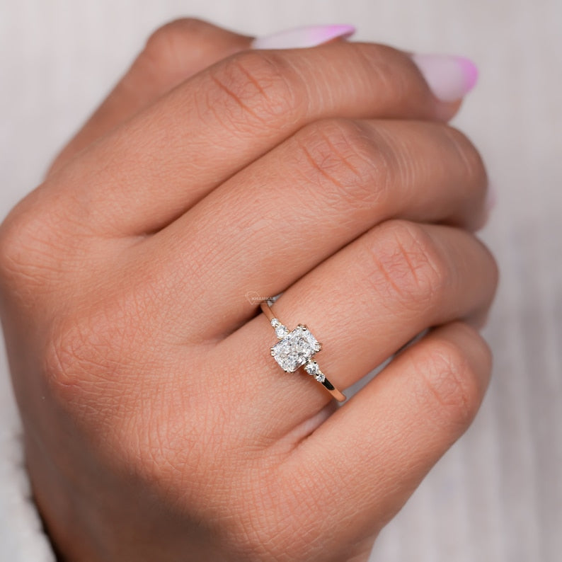 Radiant Cut Lab Diamond Anniversary Ring For Women