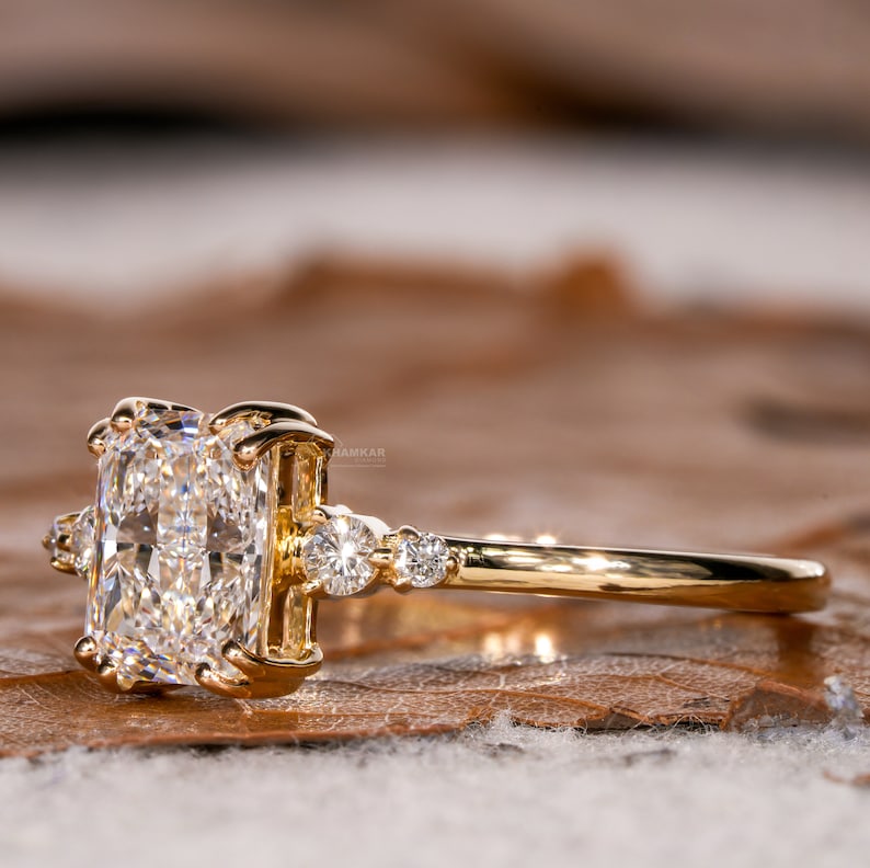 Radiant Cut Lab Diamond Anniversary Ring For Women