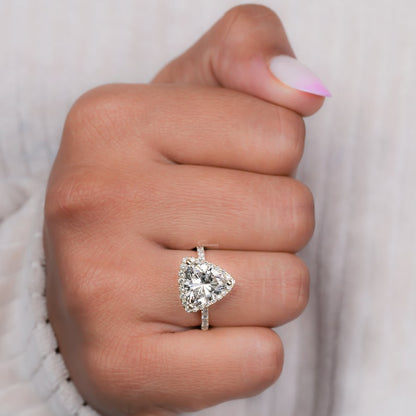 Trillion Cut 3CT Lab Diamond Halo Engagement Ring for Her