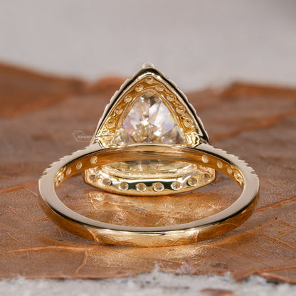 Trillion Cut 3CT Lab Diamond Halo Engagement Ring for Her