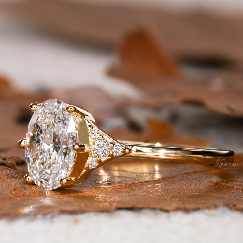 1CT Oval Cluster Lab Diamond Ring â€“ Wedding Ring for Her