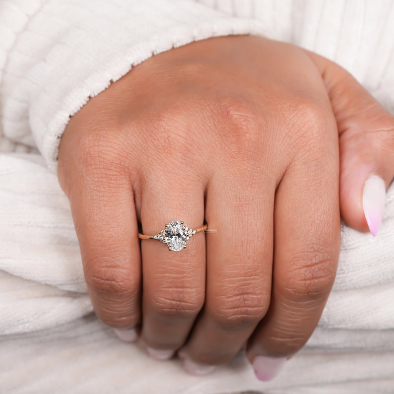 1CT Oval Cluster Lab Diamond Ring â€“ Wedding Ring for Her