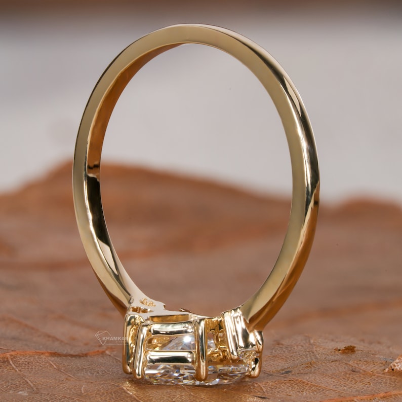 Dutch Marquise Lab Diamond Ring, Three-Stone Engagement Ring