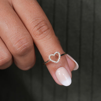 Lab Diamond Heart Ring 14K Gold Minimalist Love Ring