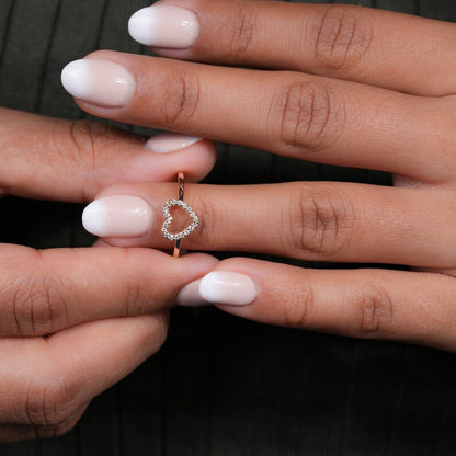 Lab Diamond Heart Ring 14K Gold Minimalist Love Ring