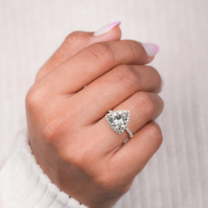Trillion Cut 3CT Lab Diamond Halo Engagement Ring for Her