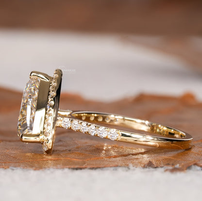 Trillion Cut 3CT Lab Diamond Halo Engagement Ring for Her