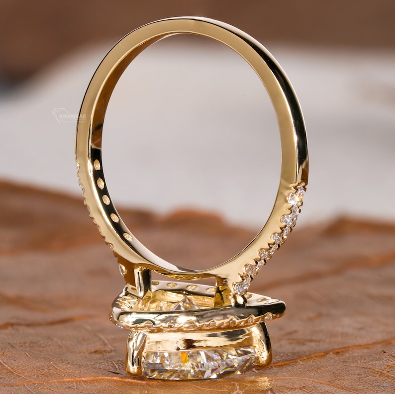 Trillion Cut 3CT Lab Diamond Halo Engagement Ring for Her