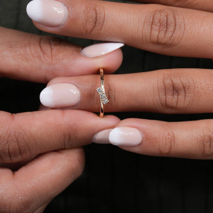 Tiny Lab Grown Diamond Three Stone Engagement Ring for Her