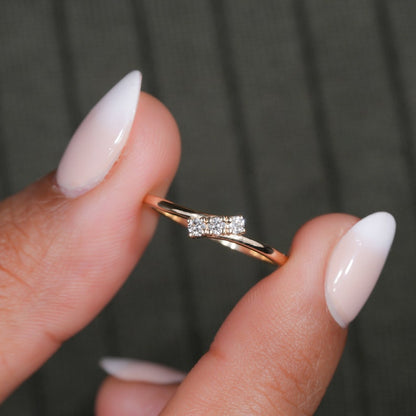 Tiny Lab Grown Diamond Three Stone Engagement Ring for Her