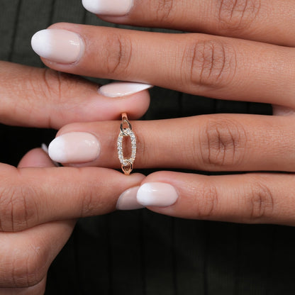 14K Gold Lab Diamond Minimalist Chain Link Ring