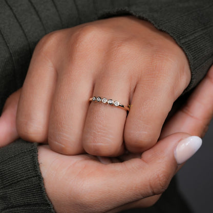 14K Gold Bezel Lab Diamond half Infinity Wedding Band