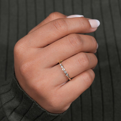14K Gold Bezel Lab Diamond half Infinity Wedding Band