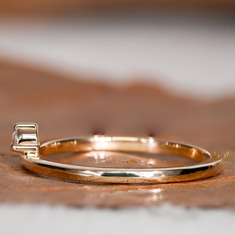 Single Diamond Ring, Lab Diamond Slim Ring,Minimalist Engagement Ring