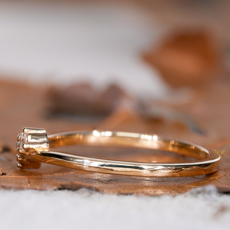 Tiny Lab Grown Diamond Three Stone Engagement Ring for Her