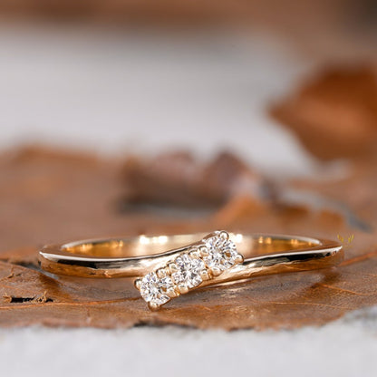 Tiny Lab Grown Diamond Three Stone Engagement Ring for Her
