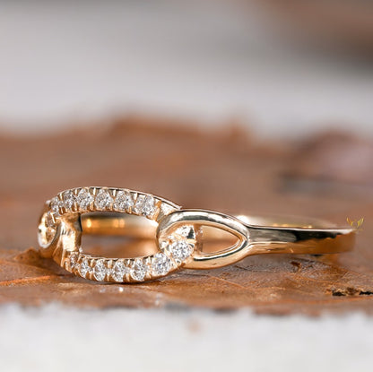 14K Gold Lab Diamond Minimalist Chain Link Ring