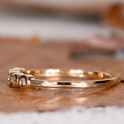 14K Gold Bezel Lab Diamond half Infinity Wedding Band