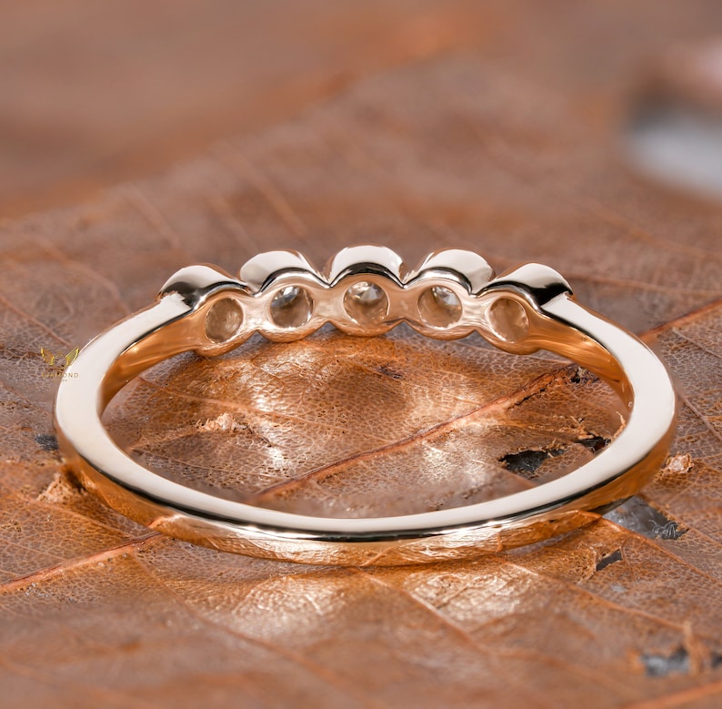 14K Gold Bezel Lab Diamond half Infinity Wedding Band
