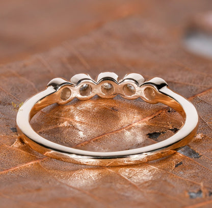 14K Gold Bezel Lab Diamond half Infinity Wedding Band