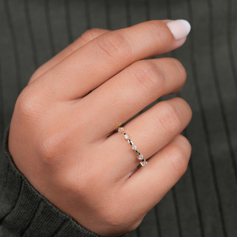 Half Eternity Knot Braided Stackable Wedding Band