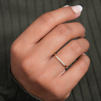 14k Gold Pave Lab Diamond Art Deco Wedding Ring