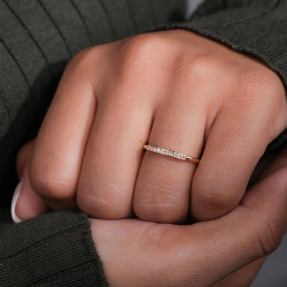 14k Gold Pave Lab Diamond Art Deco Wedding Ring