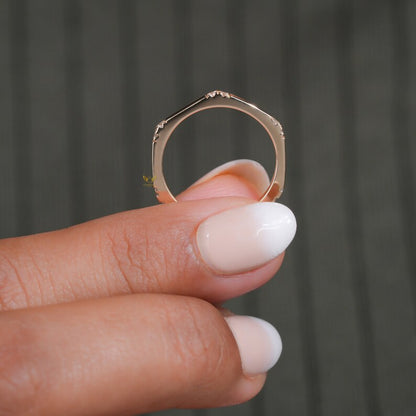 10K Gold Hexagon Ring Minimalist Lab Diamond