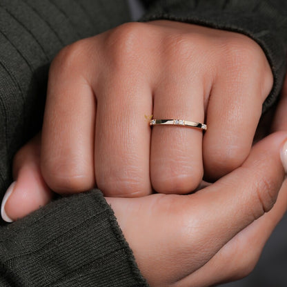 10K Gold Hexagon Ring Minimalist Lab Diamond