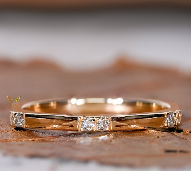 10K Gold Hexagon Ring Minimalist Lab Diamond