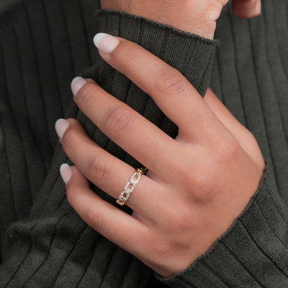 14K Gold Lab Grown Diamond Cuban Link Chain Ring