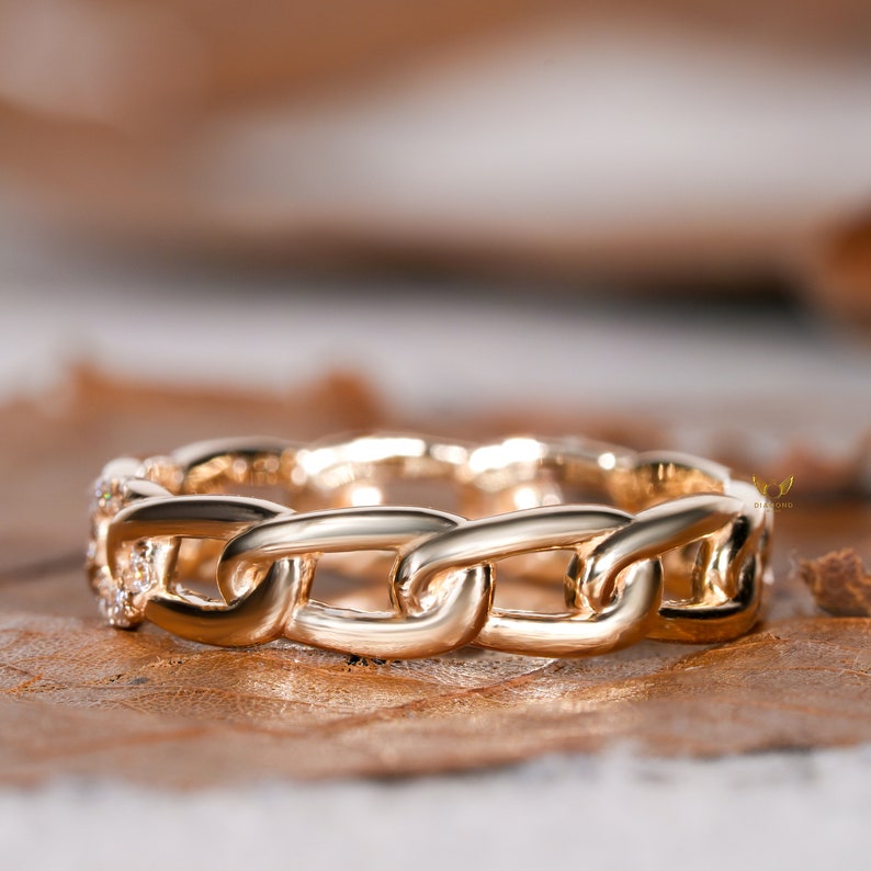 14K Gold Lab Grown Diamond Cuban Link Chain Ring