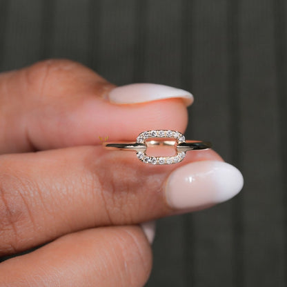 Single Link Diamond Ring Minimal Daily Wear Ring for Women